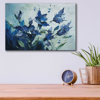  «Blue Abstract Flowers» par Svetlana Aleynikova, art mural en verre acrylique, 16 po x 12 po