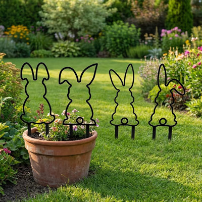 Ensemble de 4 lapins de Pâques en métal