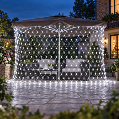 LED Net Mesh String Lights, 8-Mode Connectable Plug-In Christmas Lights for Indoor Outdoor Patio, Wedding & Holiday Decor
