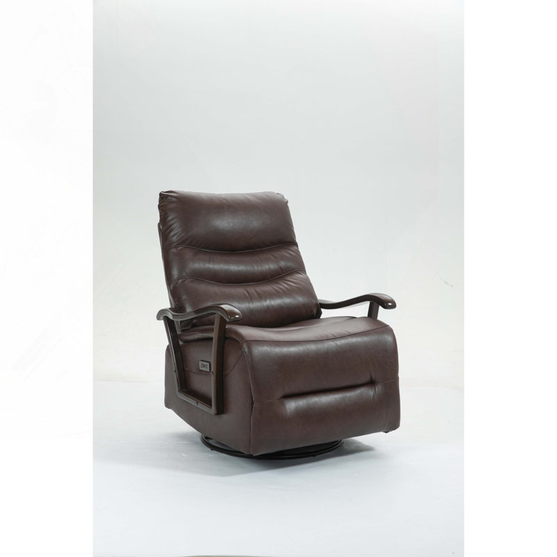 Fauteuil inclinable en similicuir de 31,5 po de large Oganes, Similicuir brun foncé