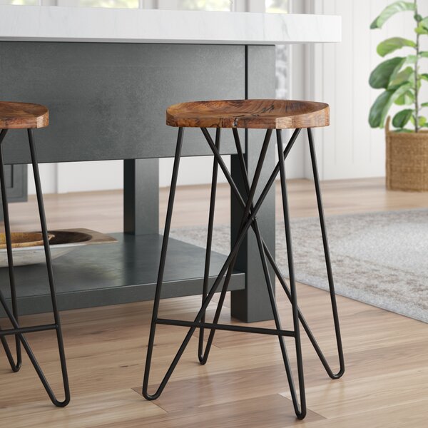 17 Stories Balleza Solid Wood 27'' Stool & Reviews | Wayfair