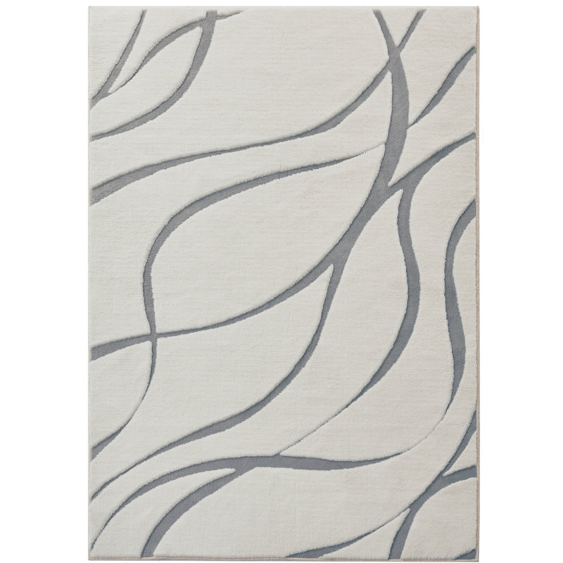 Tapis blanc à poils longs avec envers antidérapant Paxston, Blanc, Rectangle 6' x 9'