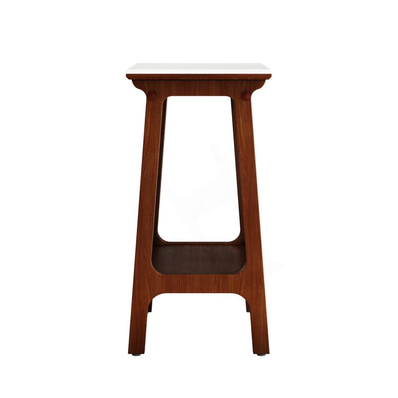 Narrow Slate Side Table With Storage Shelf