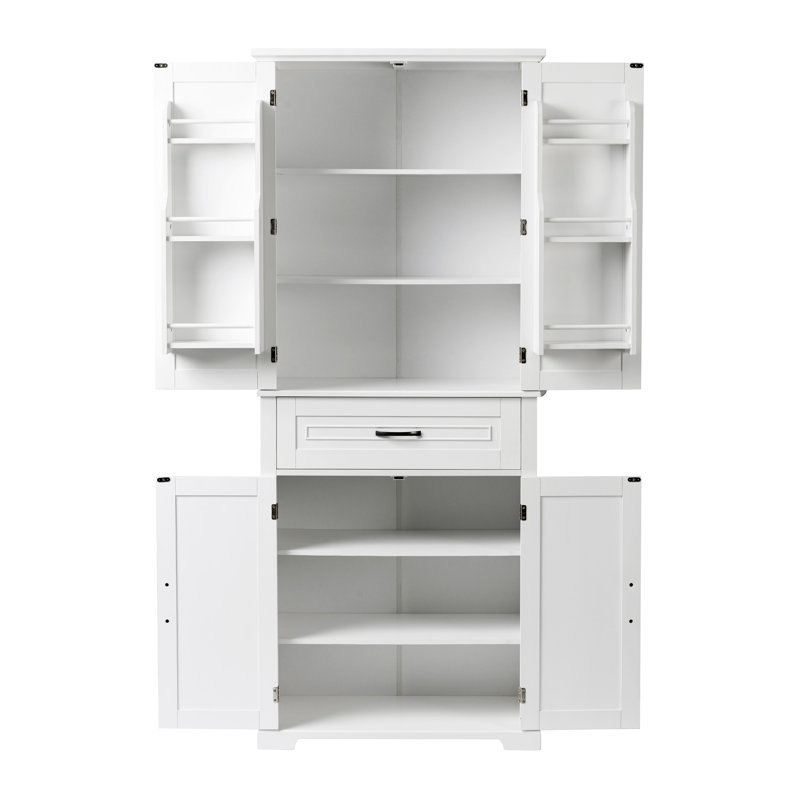 Bathroom Storage Cabinet With Doors And Drawer, Multiple Storage Space, Adjustable Shelf, White