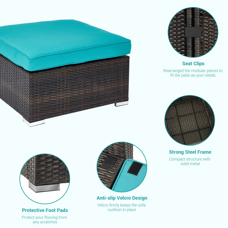 5 - Person Modular Patio Conversation Set with Cushions, Lake Blue