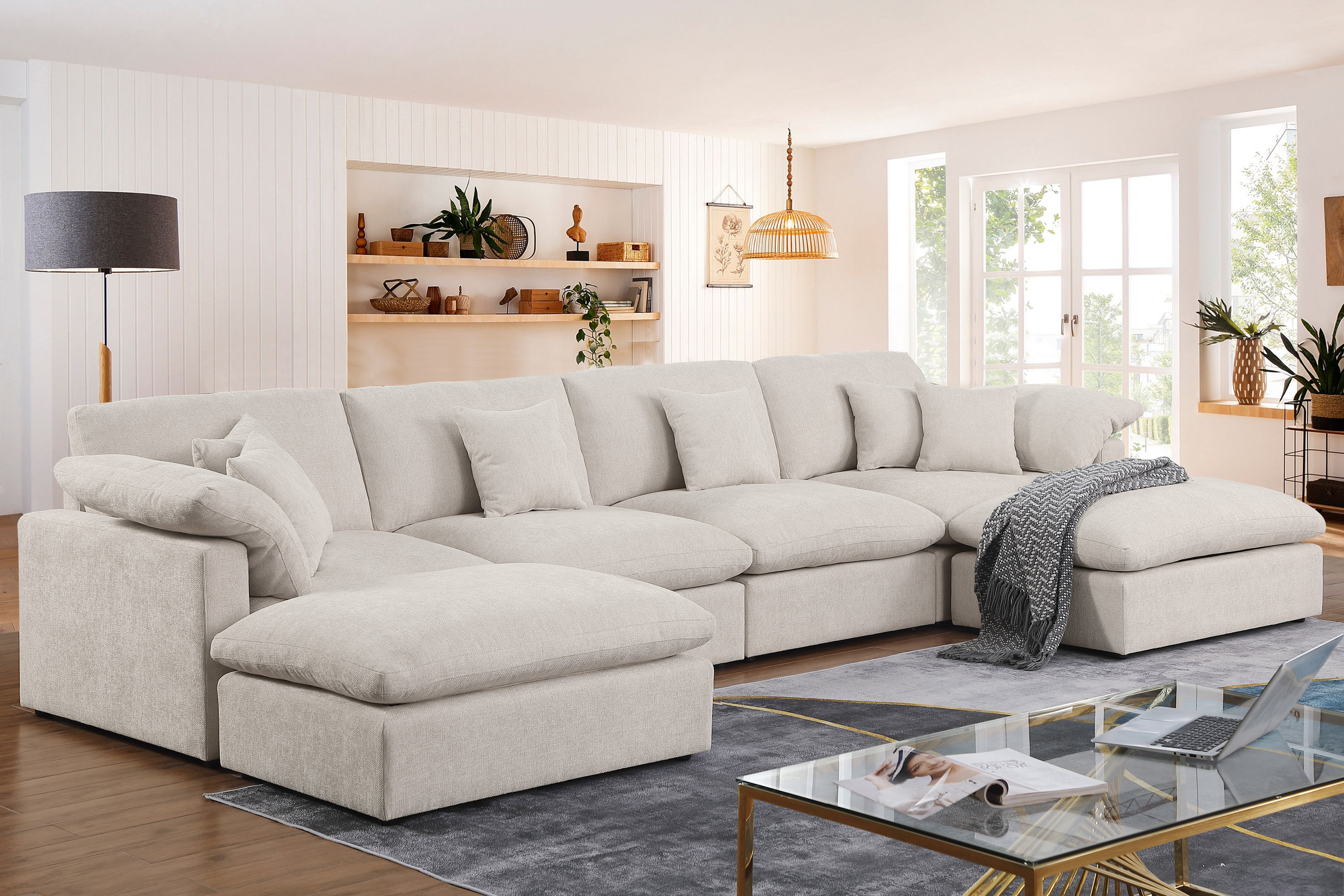 155.7" W 6-Piece Modular Chenille Sectional
