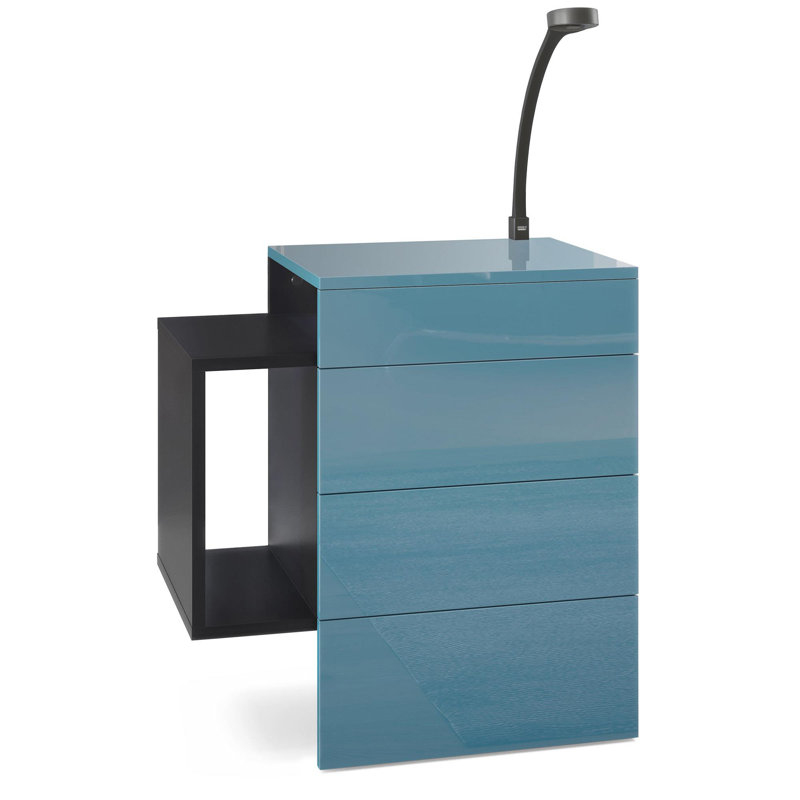 Mcardle 2 Drawer Bedside Table, Petrol, With LED Flexi light
