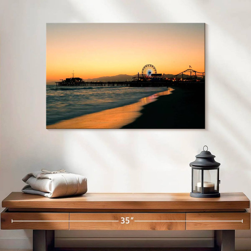Plage de Kerner Santa Monica au coucher du soleil, H 16 po x l 24 po