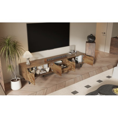 78" TV Stand For 85 75 65 Inch TV, TV Consoles For Living Room, Entertainment Center Wood TV Media With Storage