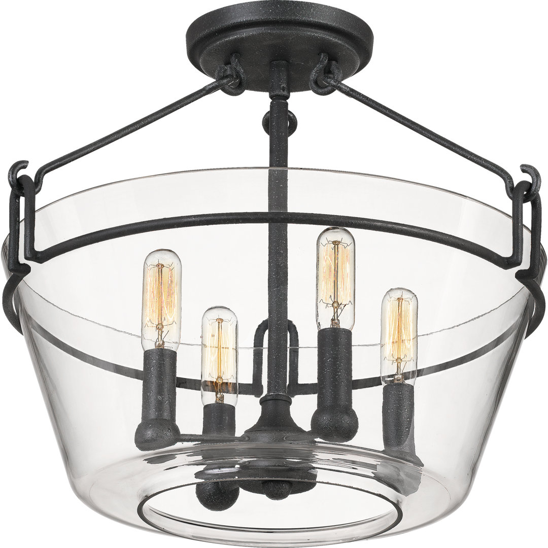 Saltz Glass Semi Flush Mount Breakwater Bay