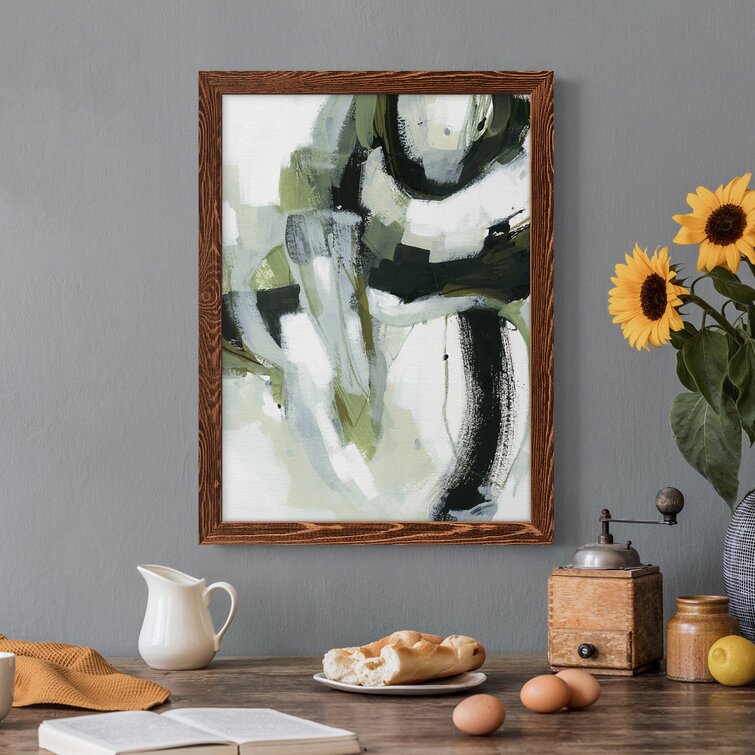 Green Onyx I - Picture Frame Painting on Canvas Orren Ellis Frame Color: Gray, Size: 44 H x 31 W x 1 D