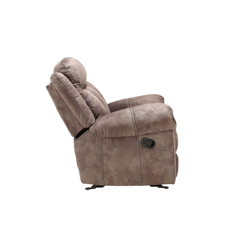 Zubaida Two Tone Grey Velvet Recliner Sofa w/USB Port & Drop Down Table, Chocolate