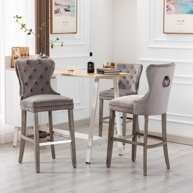 Tabouret de bar et de comptoir Kirsten, Gris, Gris, Tabouret de bar (siège d'une hauteur de 29 po)