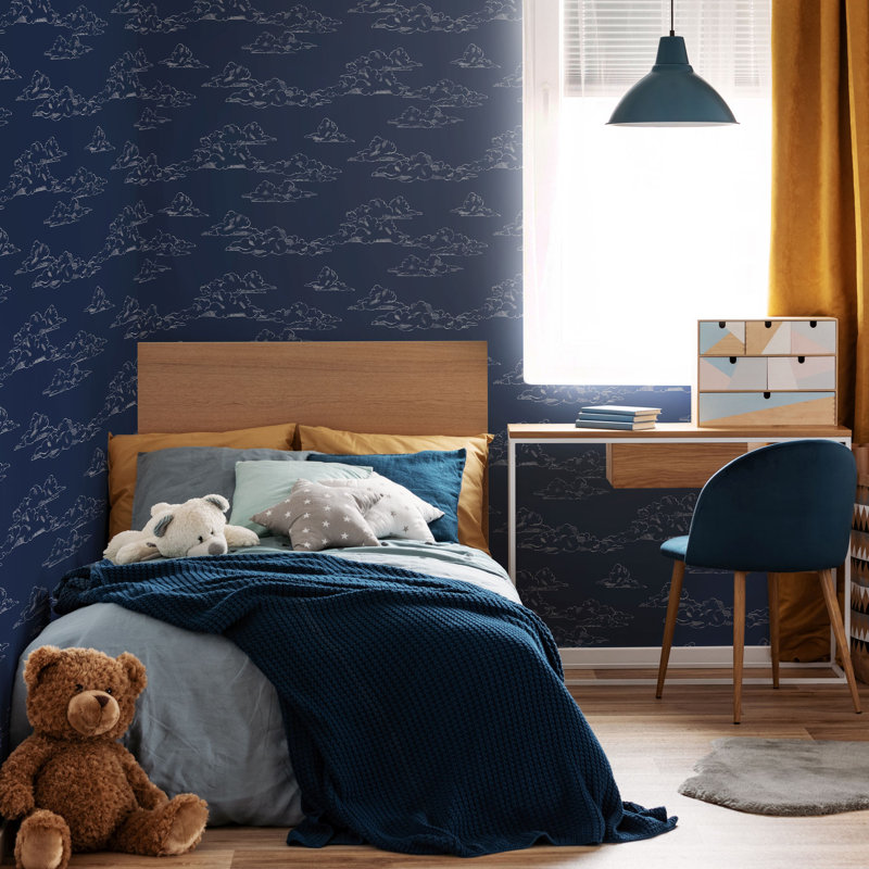 Messer 10m x 53cm Matte Wallpaper Roll, Dark Blue
