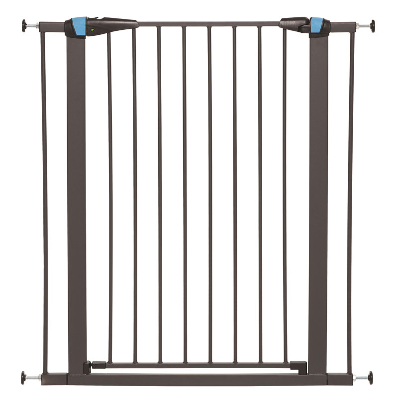 Graphite Tall Steel Walk-Through Pet Gate with Glow Strips