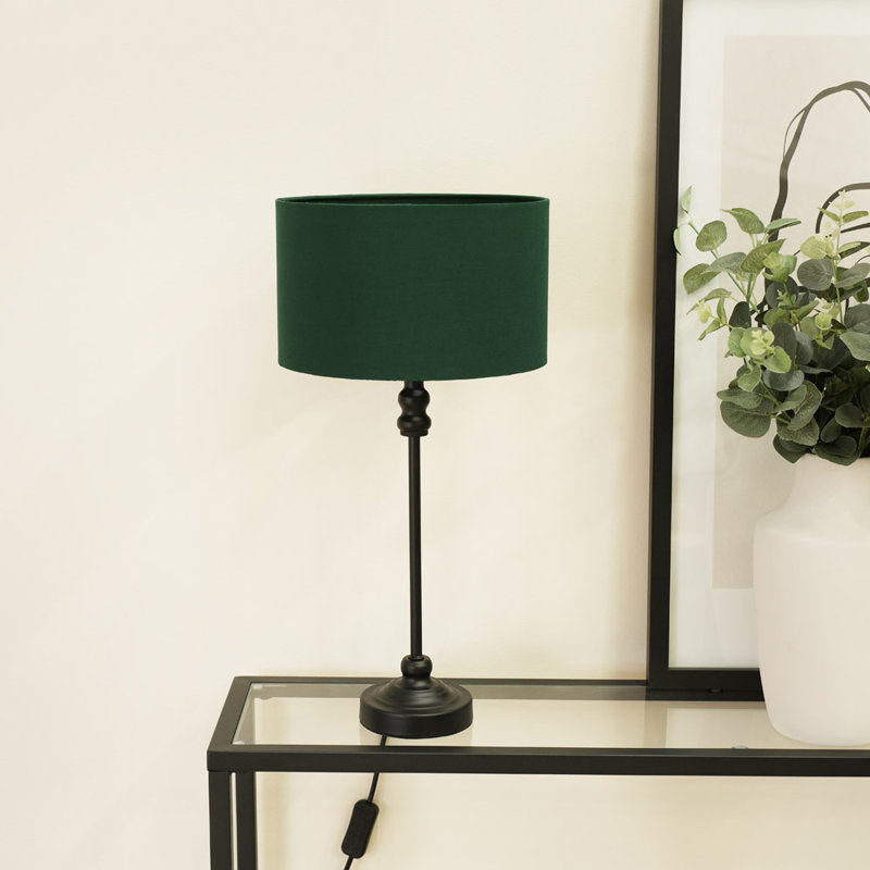 Reselva Metal Table Lamp, Black Base/Forest Green Shade