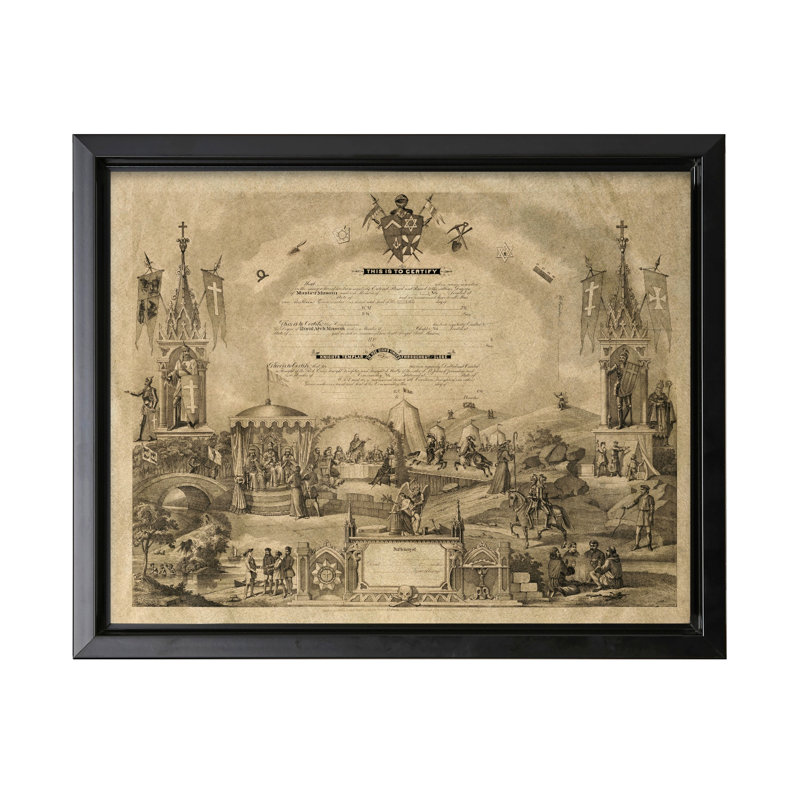 Certificat de chevalier templier, Black Framed, Canvas, 24"H x 32"W