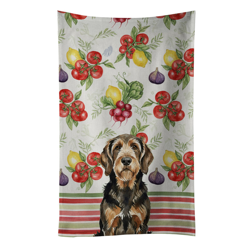 Black and Tan Otterhound Vegetables Kitchen Towel, Black/Tan Otterhound