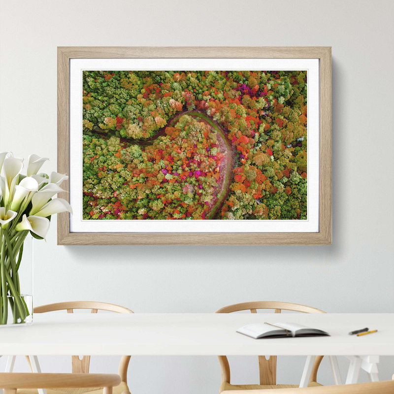 Road Through the Forest - Picture Frame Graphic Art Print, Oak, 60cm H x 91cm W x 2cm D