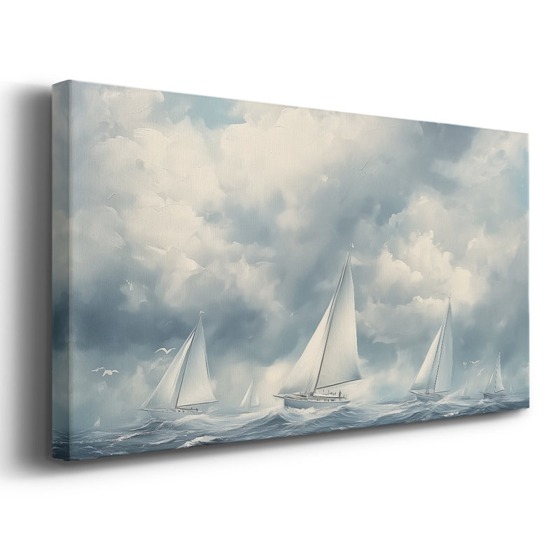 Nautical Series-XCVI- Toile tendue avec châssis tendue, prête à être accrochée, H 21 po x l 41 po, Doré
