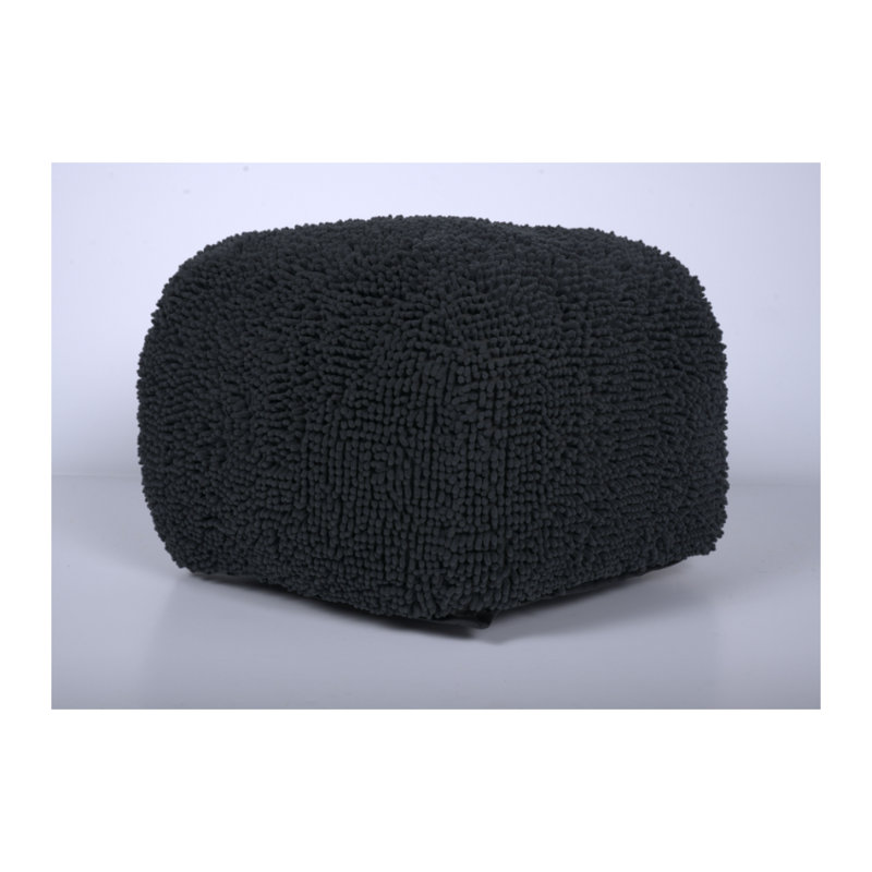 Repose-pieds carré en microfibre Spongy, Noir