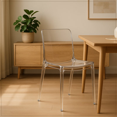 Lade Transparent Plastic Stackable Dining Chair with Waterfall Edge Seat – Lightweight Versatile Accent & Kitchen Side Chair, No Assembly Required
