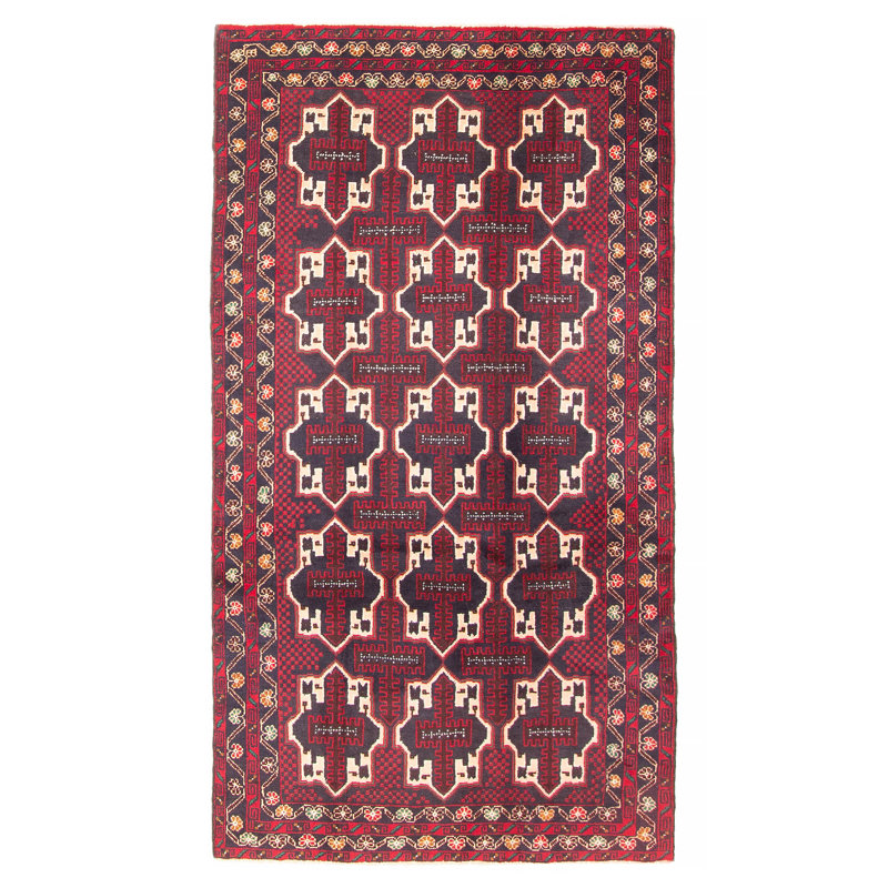 Tapis rouge foncé Teimani 3 pi 5 po x 6 pi 3 po