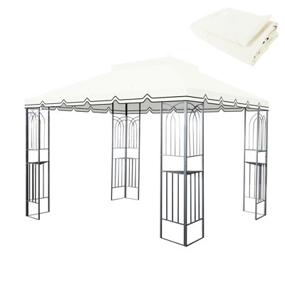 Auvent de remplacement pour abri de jardin 10 pi x 10 pi - à deux niveaux, protégé, hydrofuge, enduit, brun imperméable, enveloppé,