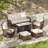 All-weather Wicker 5 - Person Patio Conversation Sets With Fire Table-983532585-988363133