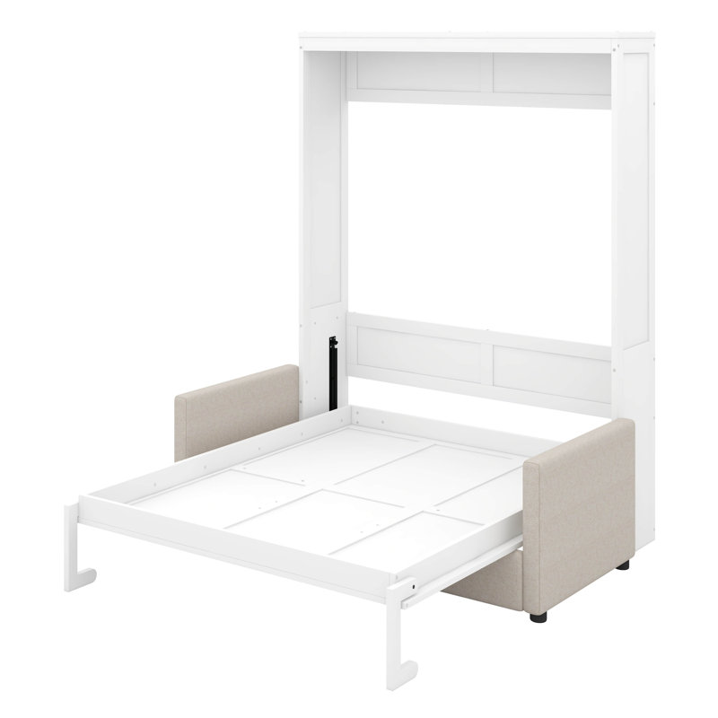 Lit escamotable double avec coussin, Blanc