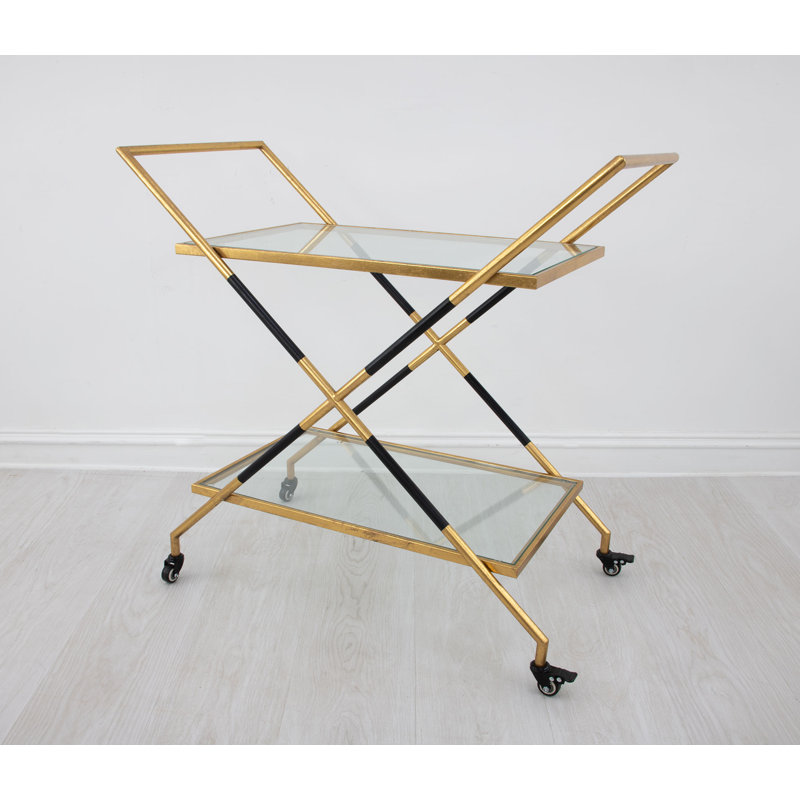 Lisa Bar Cart, Gold/Black