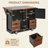 54" Black Farmhouse Rolling Kitchen Island with Drop Leaf, Power Outlet, Spice Rack, 2 Doors & 2 Drawers-130026955
