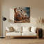 Musique, cor français, beige, art mural en métal-2032916193