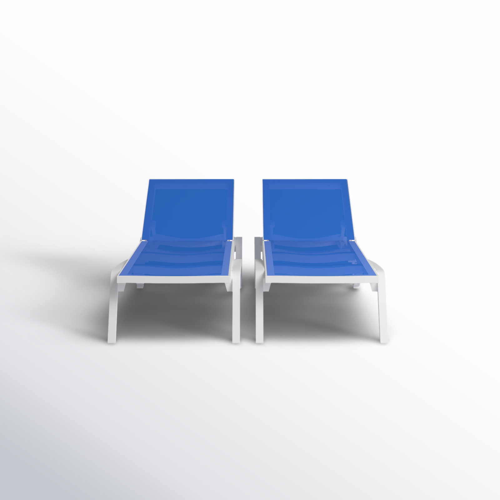 76" Long Reclining Single Chaise, White/Blue