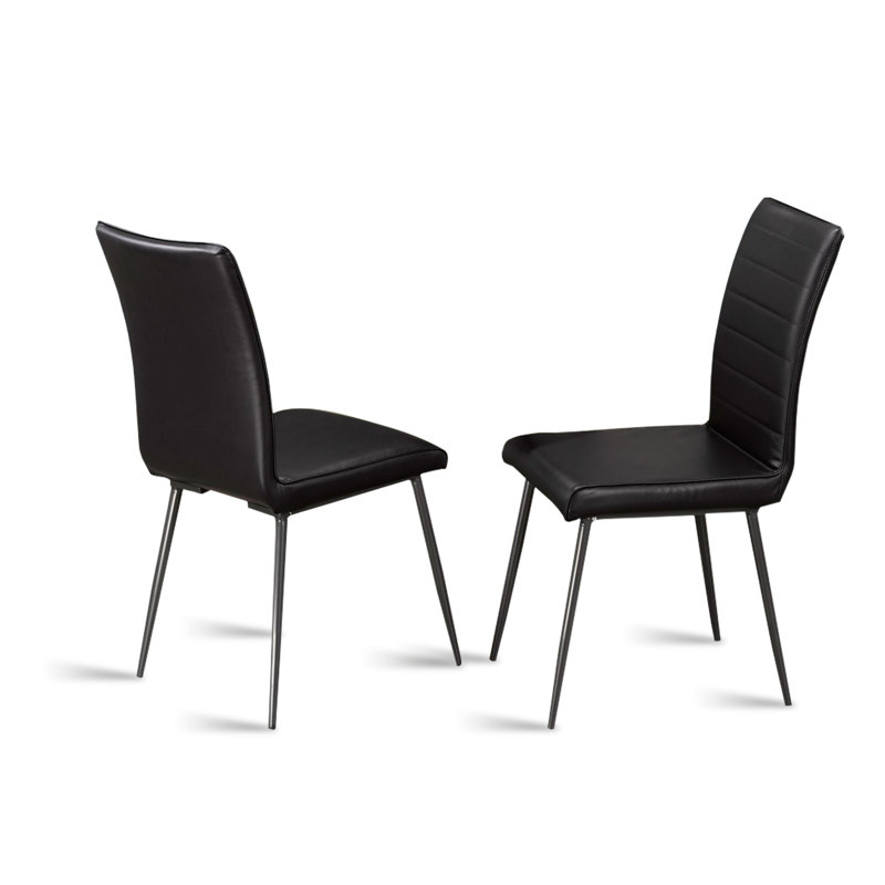 Chaises en similicuir noir (2 chaises)