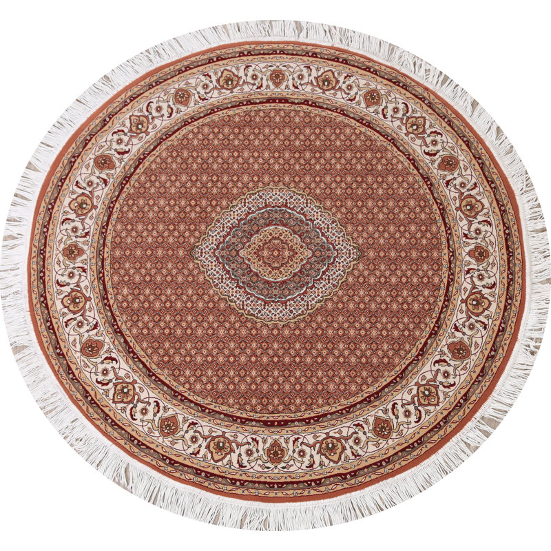 Tapis de oriental rouille/zone blanche rond