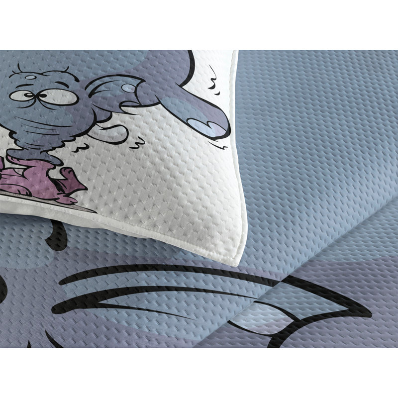 Elephant Polyester Coverlet, King Bedspread + 2 Shams