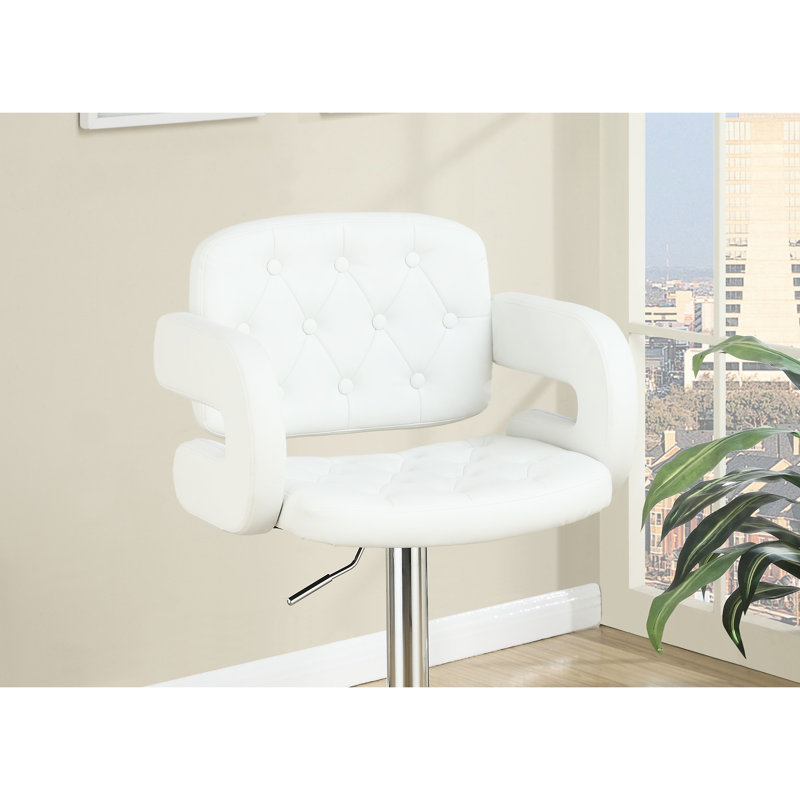 Tabouret réglable moderne, fauteuil à accoudoirs rembourrés en similicuir blanc pour îlot de cuisine