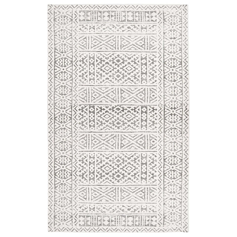 Tapis gris en microfibre tissé à la machine Cynthy, Rectangle 8 pi x 10 pi
