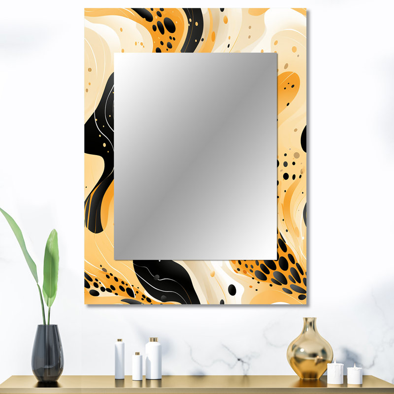 Sharlize, impression de guépard moderne orange et noir - reproduction unique de miroir animal, 40 po x 30 po