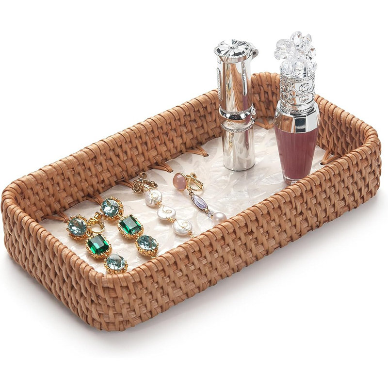 Plateau à bijoux, organisateur de bijoux en rotin avec ...