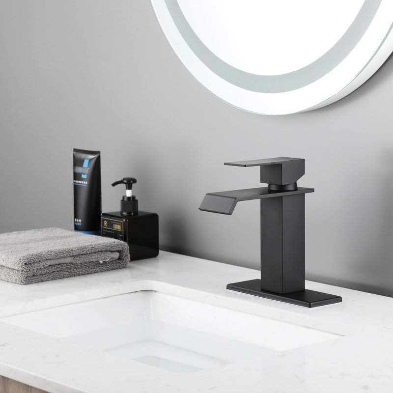 Contemporary Shower Faucet - Waterfall Spout, Single Handle, Matte Black, Adjustable Temp Spout Bathroom Water Temperature, Look