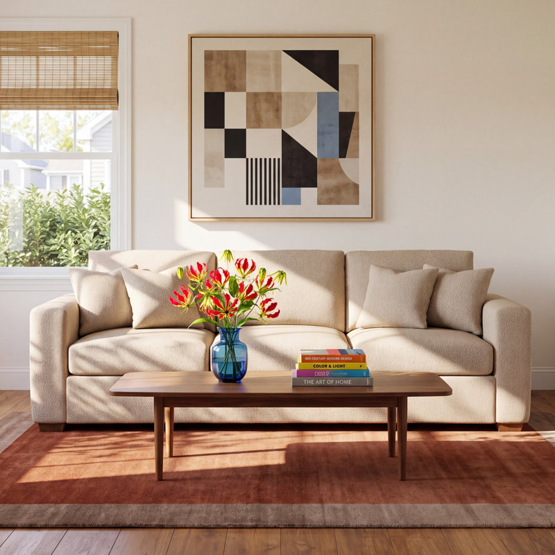 Anaiza Upholstered " Polypropylene / Olefin Sofa, Beige Polypropylene/Olefin, 37" H x 104" W x 41" D