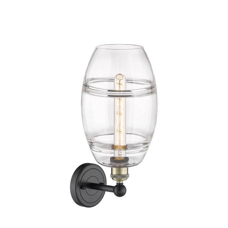 Applique murale en acier Bettylou, Transparent, H 12,13 po x l 8 po x P 8,5 po, Laiton antique noir