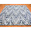 Tapis zigzag 8 pi x 10 pi à motif graphique en soie pure et en laine texturée bleu noué à la main 4BE456D63FA143B09DA744927818129E