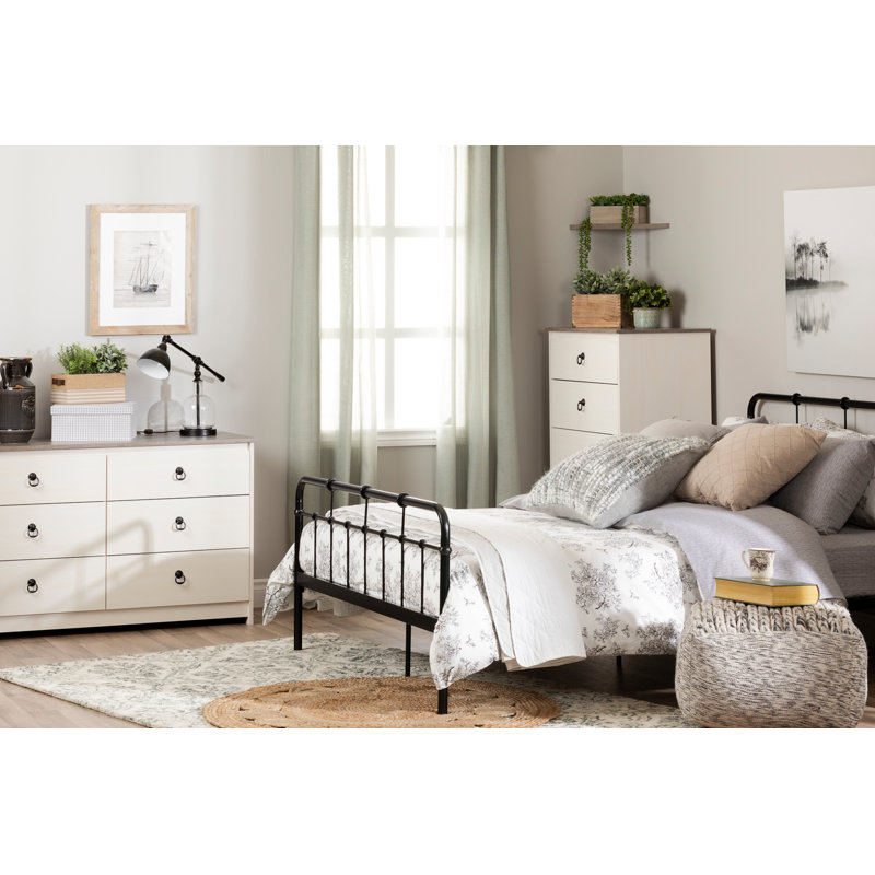 Plenny 6-Drawer Dresser Storage Unit, White Wash/Weathered Oak
