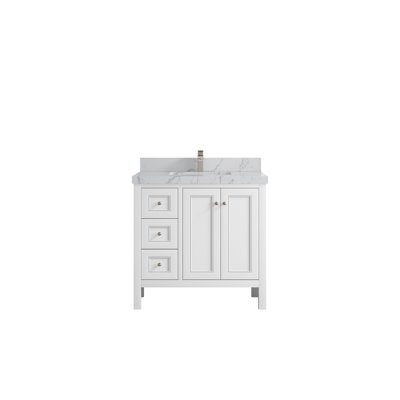 Nashville 36 In. W X 22 In. D Center Sink Bathroom Vanity In Alabaster With 2 In.