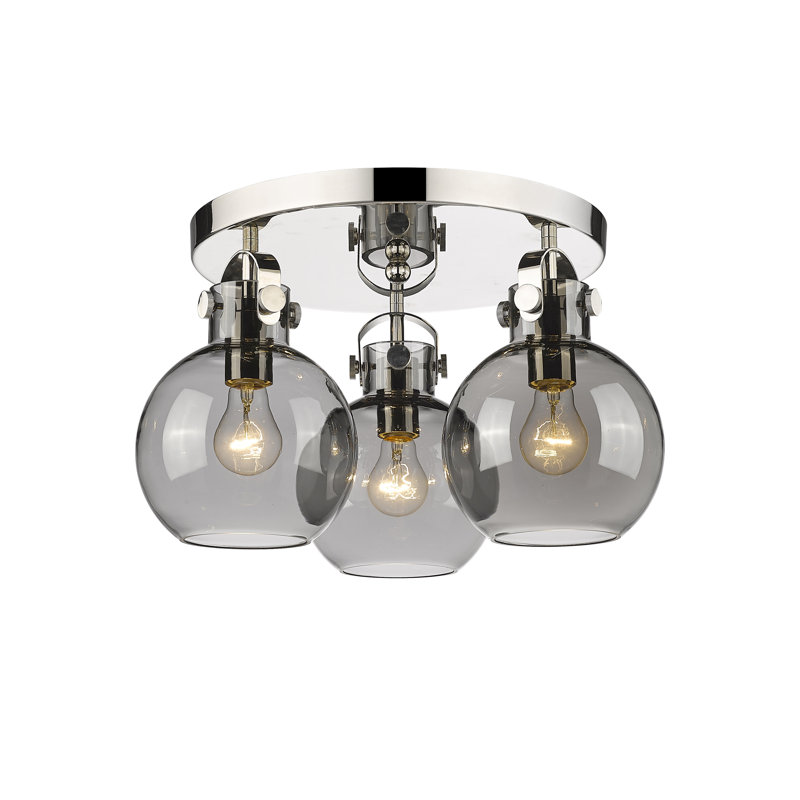 Slocomb Glass Semi Flush Mount, Plated Smoke, Polished Nickel