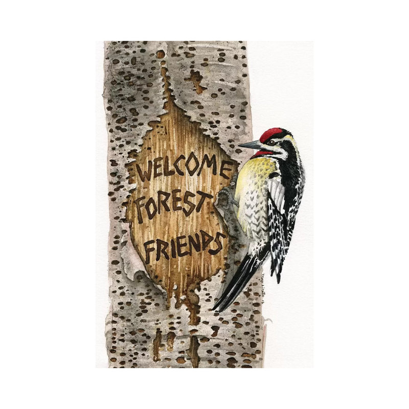 Welcome Forest Friends by Tracy Lizotte - Gallery-Wrapped Canvas Giclée on Canvas, 20.32 cm H x 30.48 cm W, Canvas