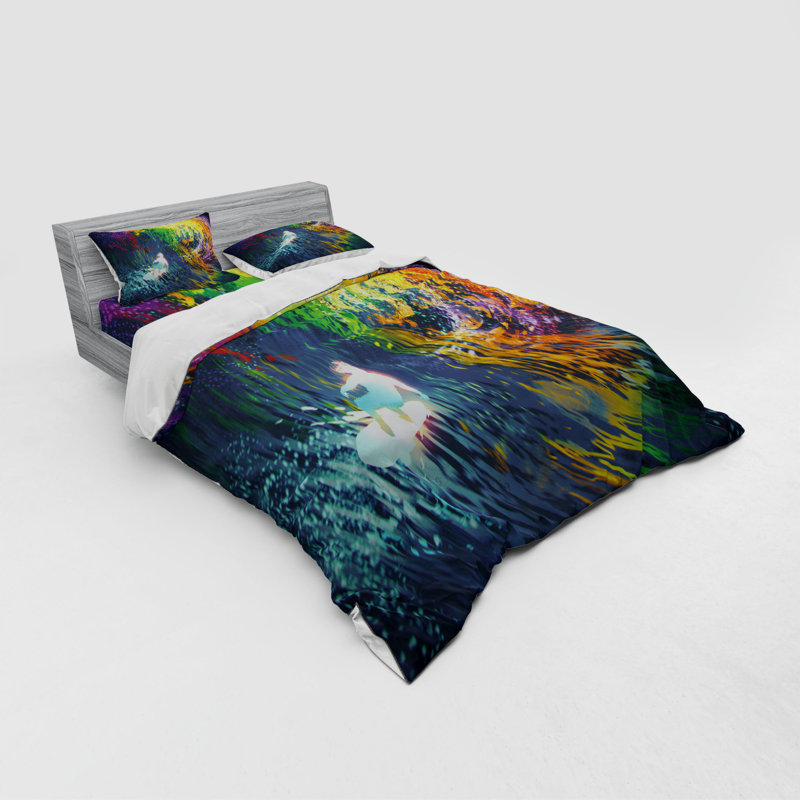 Coastal Polyester Abstract Duvet Cover, Queen Duvet Cover + 3 Additional Pieces